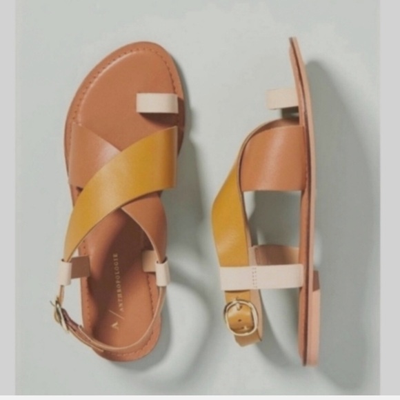 Anthropologie Shoes - Anthropologie Perdita toe-loop colorblocked leather  sandals